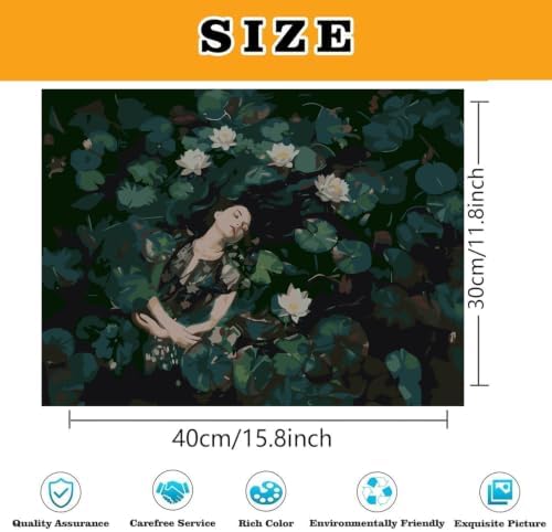 Water Lilies Paint by Numbers Kit for Adults Framed Canvas, Frameworkless - Image 3