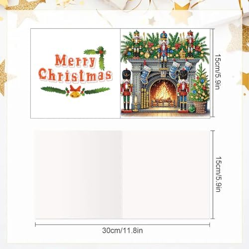 Diamond Art Painting Cards,6 Pack Gem Art Greeting Cards with Envelopes, 5D Diamond Dots Kits Birthday Cards Making Kits for Adults Family Friends Birthday Gifts(Christmas Fireplace) - Image 6