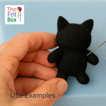 The Felt Box Needle Felting Wool – Black & White Shade Pack, 100g Carded Batts, Short Coarse Fiber for DIY Crafts, Dolls & Animals - Image 5
