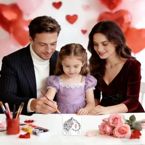 Niteform 6 Packs Valentine's Day Pre Drawn Canvas to Paint， 8x10 in Pre Printed Canvas Boards, Pre Stretched Outline Painting Kits for Beginners, Adults, Party Favors & Romantic Craft Activities - Image 5