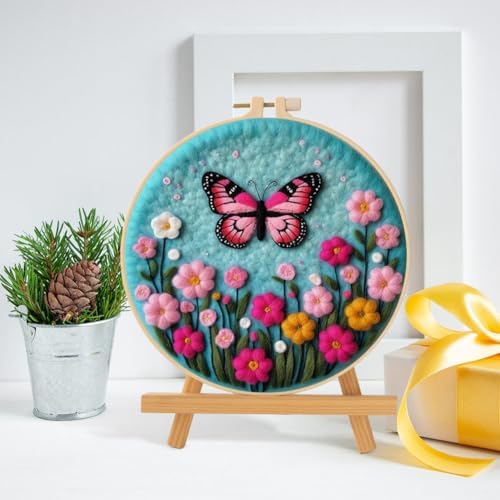 Needle Felt Starter Set, Needle Felting Kit, Felt Painting Kit for Adult Beginners Cute Animal Floral Wool Needle Felt Set with Felt Needle, Picture Frame, Foam Pad and Instructions Home Decor - Image 2