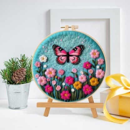Needle Felt Starter Set, Needle Felting Kit, Felt Painting Kit for Adult Beginners Cute Animal Floral Wool Needle Felt Set with Felt Needle, Picture Frame, Foam Pad and Instructions Home Decor - Image 2