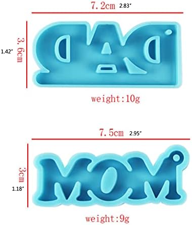 2 Pcs DAD and MOM Keychain Epoxy Resin Mold Earrings Pendant Silicone Mould Silicone - Image 3