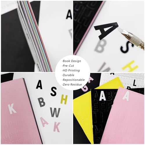 PRSTINCOL 3456 Pcs 36 Sheets Colorful Alphabet Stickers Pad, 9 Colors Self Adhesive Letter Number Stickers Vinyl Waterproof Decals for Mailbox Gift Decoration Door Classroom Decor DIY Crafts - Image 2