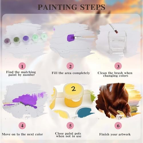 Alptiny Running Horse Paint by Numbers Kit for Adults Beginner, 16x20 Inch - Image 7