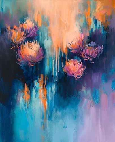Paint by Numbers Kit for Adults Beginner, Abstract Paint by Numbers Flower, DIY Easy Acrylic Watercolor Oil Painting Kit with Brushes, Arts and Crafts for Adult for Home Wall Decor 12x16 in 9-50 by Unknown