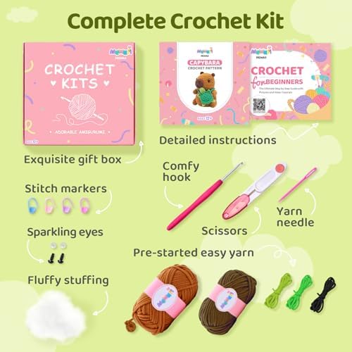 Mewaii Capybara Crochet Kit for Beginners, 40% Extra Yarn - Image 4