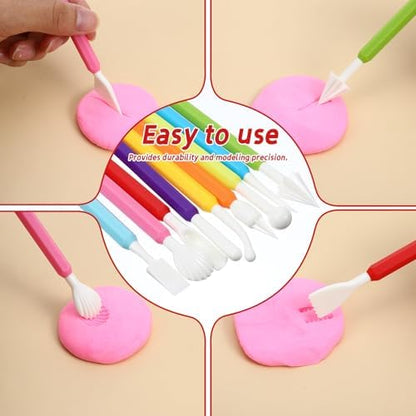 9 Pcs Air Dry Clay Tools, Double Head Clay Sculpting Tools for Adults Plastic Polymer Clay Tool for Molding Shaping Carving Dotting Trimming Pottery Cake Decoration DIY Craft - Image 6