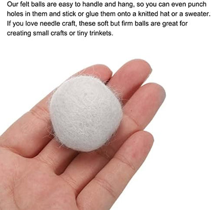 PATIKIL Wool Felt Balls Beads Wool Felting Pom 3cm 30mm White for Home Crafts Handcrafts Project DIY Pack of 5 - Image 4