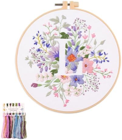 artcici Embroidery Kits Plant Flower Leaf English Letter Patterns for Beginners Adults, Full Range Embroidery Starter Kits Cross Stitch Needlework Supplies (Letter L) by Unknown
