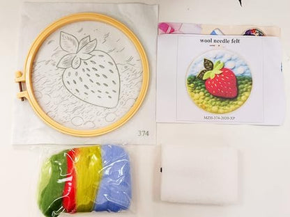 CaptainCrafts Needle Felting Kit for Adults Prairie Strawberry Pattern - Image 3