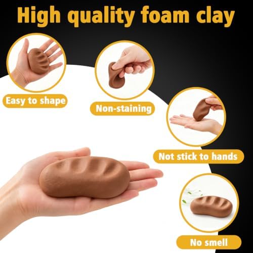 MEARCOOH Modeling air Dry Foam Clay Brown Cosplay Magic Clay 1000g (35.3oz) - Image 4