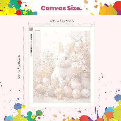 NEWENMO Basket with Eggs Paint by Numbers Kits for Adults, Paint by Number Beginner, Easter Bunny, Canvas Painting by Numbers for Adults, Easy DIY Oil Painting Kits for Gifts Home Decor 16x20 Inch - Image 3