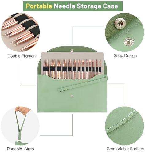 Aeelike 13 Pairs Interchangeable Knitting Circular Needles 3-10.0mm, Green - Image 6