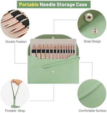 Aeelike 13 Pairs Interchangeable Knitting Circular Needles 3-10.0mm, Green - Image 6