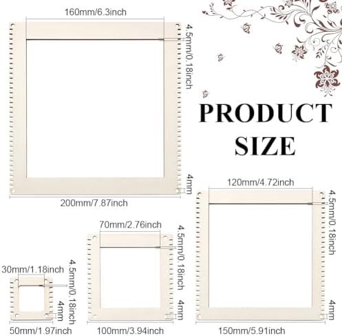 BENECREAT 4 Sizes Wooden Weaving Loom Kit, 2/4/5.9/7.8 inch Square DIY Weaving Loom DIY Weaving Art Tapestry Loom for Hanging Decor Woven Tapestry Knitted Crafts Making, 4.5mm Thick - Image 2