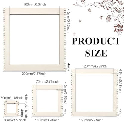 BENECREAT 4 Sizes Wooden Weaving Loom Kit, 2/4/5.9/7.8 inch Square DIY Weaving Loom DIY Weaving Art Tapestry Loom for Hanging Decor Woven Tapestry Knitted Crafts Making, 4.5mm Thick - Image 2