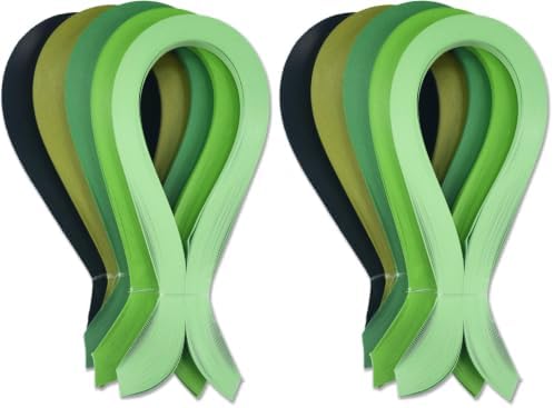 CrafTreat Green Quilling Paper Strips for Craft Work - 500 Quilling Strips 3mm 30 CM Length - Paper Quilling for Decorating Cards, Gift Bags, Picture Frames and Scrapbooking (Pack of 2) by CrafTreat
