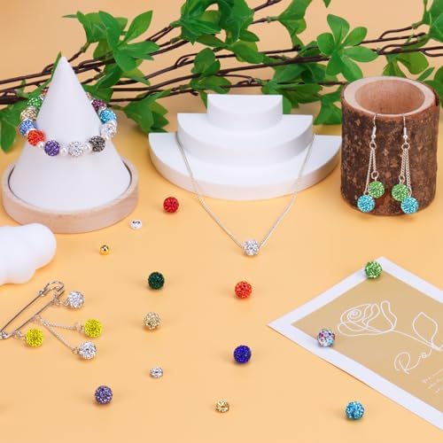 501 Pcs Rhinestone Bead Kit for Bracelet, 10mm Sparkle Clay Crystal Beads for Jewelry Making, 21 Colors Shiny Disco Ball Beads for Crafts Baseball Necklace Keychain Earrings DIY Decoration (Kit 1) - Image 5