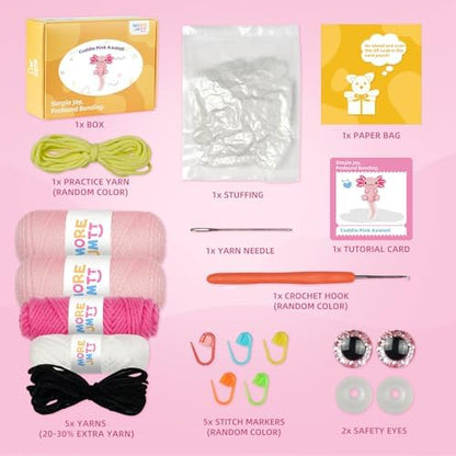 MOREJMTT Crochet Kit for Beginners, Learn to Crochet, Include Easy Knitting Soft Yarn, Step-by-Step Video Tutorial, Hook, Holiday Birthday Gift for Adults (Happy Axolotl) - Image 3