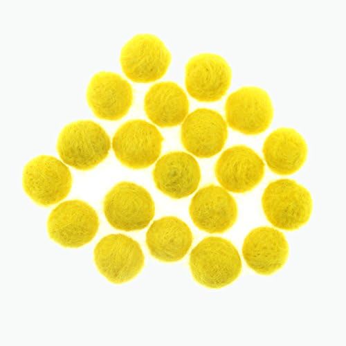 Needle Felt Balls Pure Wool Beads Dry Felted Balls 15mm Handmade DIY Crafts 20pcs (Yellow) - Image 3