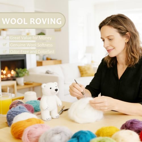 3.4oz Needle Felting Wool Coconut Milk for DIY Needle Craft Enthusiasts - Image 3