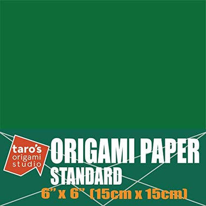 [Taro's Origami Studio] Standard 6 Inch One Sided Single Color (Dark Green) 50 Sheets (All Same Color) Square Easy Fold Premium Japanese Paper for Beginner (Made in Japan) - Image 2