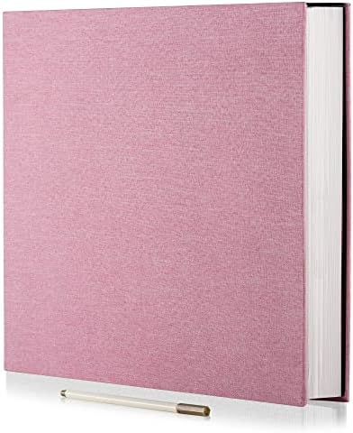 Large Photo Album Self Adhesive 4x6 5x7 6x8 8x10 Pictures Scrapbook Magnetic Album DIY Scrap Book 60 Sticky Pages Linen Cover DIY Photo Album with A Metallic Pen and DIY Accessories(Pink) by HoneyTolly
