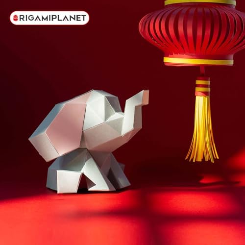 3D Origami Paper Craft Kit - Gray Elephant, Creative Handmade Paper Sculpture Art for Home Decor, Unique Pre-Cut DIY Pre-Cut Cute Animal Models Papercraft Set, Present for Teens & Adults - Image 2