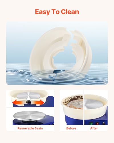VEVOR 14in Pottery Wheel for Adults Beginners, 0-6in Height-Adjustable, 450W Pottery Forming Machine 60-300RPM Electric Ceramic Wheel, Blue - Image 5