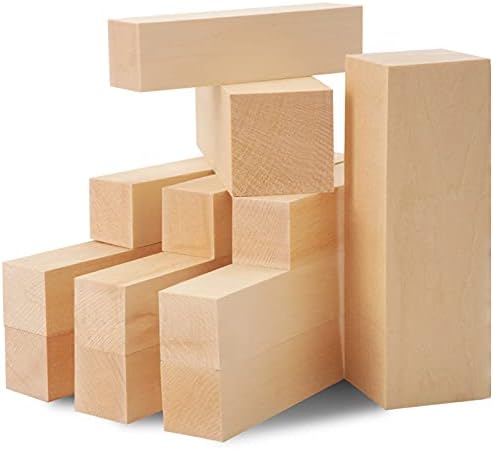 Unfinished Basswood Carving Blocks Kit, Rectangular Wooden Blocks 12 Pack for DIY Carving and Crafting for Adults Beginner and Experts(5 x 1.5 x 1.5 inch, 4 x 1 x 1 inch, 6 x 1 x 1 inch) by YIPLED