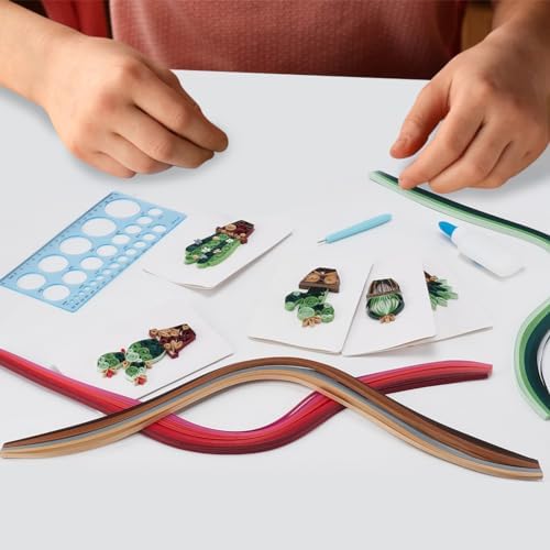 WEBEEDY Paper Quilling Kit 20 Sets DIY Cactus Card Quilling Kit with Paper Quilling Strips Tools and Supplies Greeting Card Making Kits for Adults Beginners DIY Handmade Home Room Wall Decor Gift - Image 5