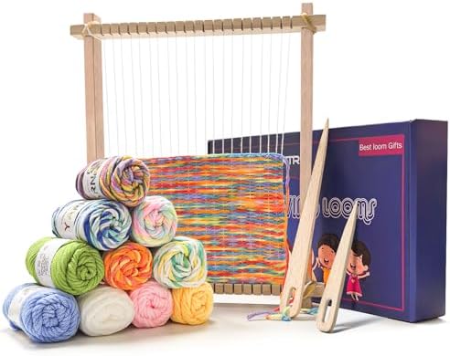 LYKTRIX Weaving Loom for Kids Age 6-12,Small Wooden Weaving Loom Kit,Suitable for Beginners and Children, 9 * 11 inch Knitting Loom Kit Includes Instructions and Enough Yarn 28×24cm by LYKTRIX