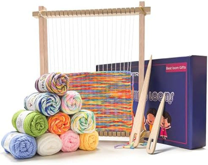 LYKTRIX Weaving Loom for Kids Age 6-12,Small Wooden Weaving Loom Kit,Suitable for Beginners and Children, 9 * 11 inch Knitting Loom Kit Includes Instructions and Enough Yarn 28×24cm by LYKTRIX