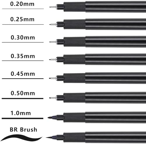 Muchcute Micro Fineliner Drawing Art Pens: 8 Black Artist Supplies Adults - Image 2