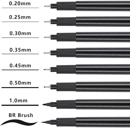 Muchcute Micro Fineliner Drawing Art Pens: 8 Black Artist Supplies Adults - Image 2
