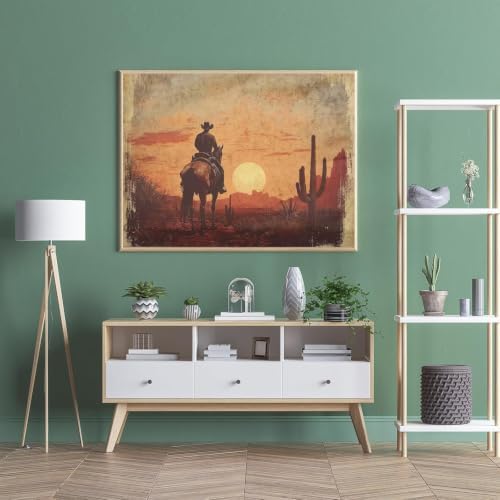 Western Cowboy Paint by Numbers Kit for Adults Framed Canvas Frameworkless - Image 4