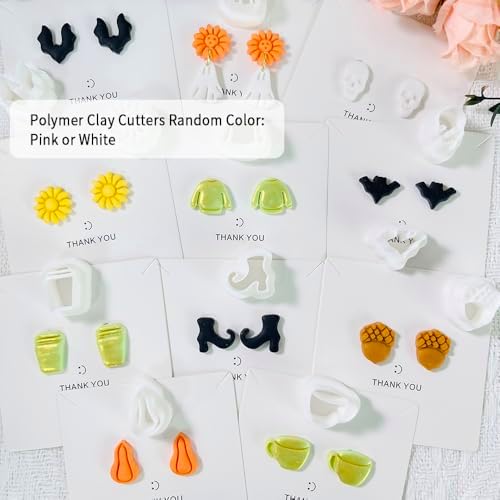 Xaekicr 12PCS Mini Halloween Clay Cutters for Polymer Clay Jewelry – Small Clay Earring Cutters, Fall Pumpkin Coffee Boot Shapes, Polymer Clay Tools & Molds Kit - Image 2