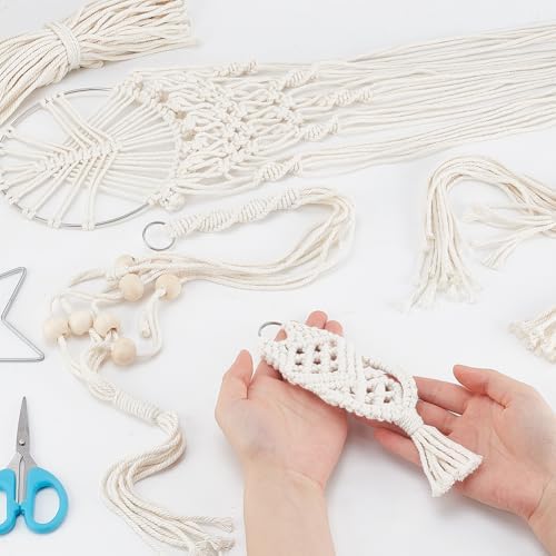 IFNUNLY 8 Set DIY Macrame Kit for Beginners Star Macrame Dream Catcher Handmade Macrame Plant Hanger Kit for Adults Wall Hanging Tapestry with Instruction Birthday Decor - Image 5
