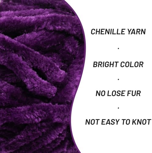 Chenille Velvet Soft Yarn Dark Purple 1 Pack - Image 2
