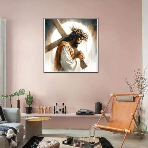 Jesus Stamped Cross Stitch Kits for Beginners Adults, Dimensions Needlepoint Art Crafts,Counted Cross Stitch Kits Embroidery Kits for Beginners Adults for Home Decor 13.8X13.8inch - Image 4