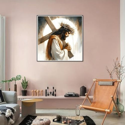 Jesus Stamped Cross Stitch Kits for Beginners Adults, Dimensions Needlepoint Art Crafts,Counted Cross Stitch Kits Embroidery Kits for Beginners Adults for Home Decor 13.8X13.8inch - Image 4