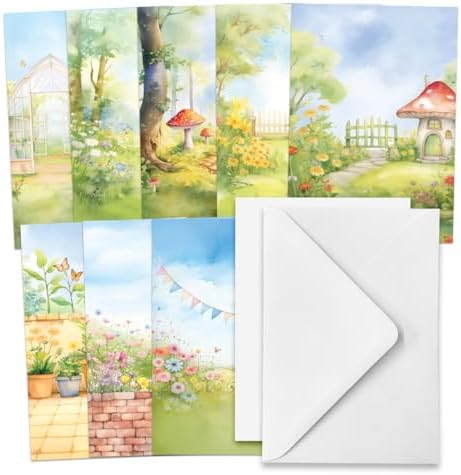 Katy Sue The Garden Gnomes Card Making Kit. Makes 8 Cards at 5 x 7 Inches. Contains Gnome Die-Cut Decoupage, Background Scenes, Cards, Envelopes & Foam Pads for Card Making Supplies. UK-Made. - Image 5