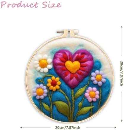 CaptainCrafts Needle Felting Kit, Wool Felt Supplies, Embroidery Hoops, Wool Painting Tools Needle Felting Starter Kit for DIY Decoration (Heart-Shaped Flower) - Image 2