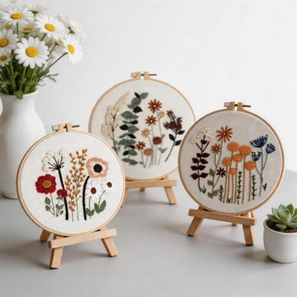 Herdiese Embroidery Kit for Beginners & Adults, 3 Floral Patterns & Hoop - Image 6