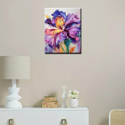 Aihonmin Iris Flower Paint by Number for Adult and Kids Beginner,Floral Canvas Oil Painting Kit Digital Painting,Modern Style Watercolor Home Decoration,(Without Frame - Image 4