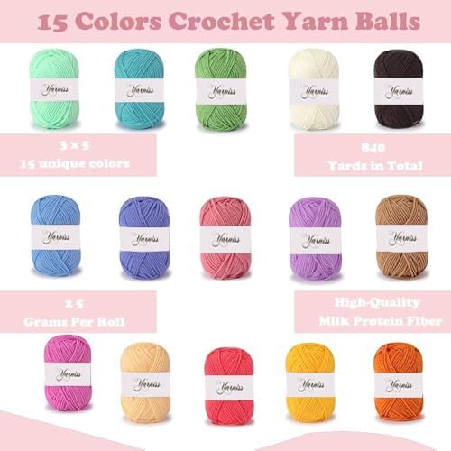 Yarniss Crochet Kit for Beginners,All in One Crochet Kit for Adult,Pink - Image 3