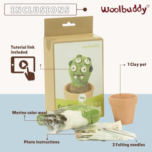 Woolbuddy Needle Felting Starter Kit (Eye Plant) for Beginners with Tool - Image 3
