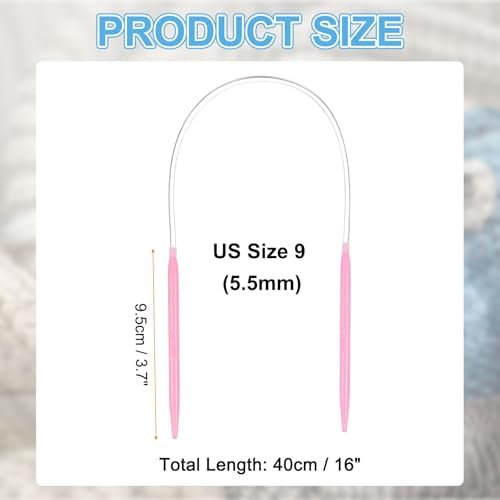 HARFINGTON Size US 9 (5.5mm) Plastic Circular Knitting Needles 16 Inch(40cm) Round Knitting Needle for Handmade Projects DIY Weave - Image 2