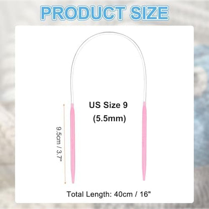 HARFINGTON Size US 9 (5.5mm) Plastic Circular Knitting Needles 16 Inch(40cm) Round Knitting Needle for Handmade Projects DIY Weave - Image 2